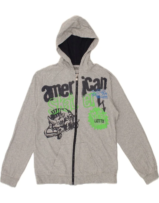 LOTTO Womens Graphic Zip Hoodie Sweater UK 14 Large Grey Cotton Hooded Sweater Collared Sweater Shawl Collar LOTTO Womens Graphic Zip Hoodie Sweater UK 14 Large Grey Cotton Hooded Sweater Collared Sweater Shawl Collar