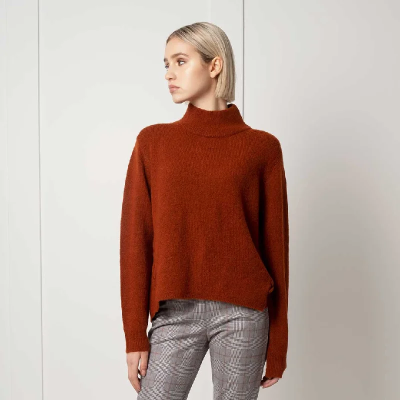 Motion Athleisure Women's Hi Neck Sweater Mesh Sweater Canvas Denim