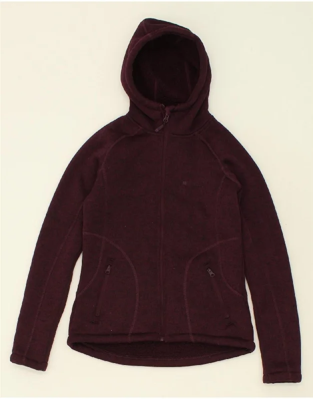 MOUNTAIN WAREHOUSE Womens Zip Hoodie Sweater UK 10 Small Burgundy Anti-Pilling Anti-Shrink Durable