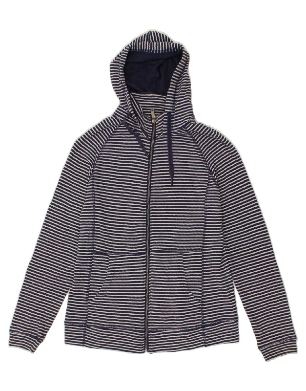 MOUNTAIN WAREHOUSE Womens Zip Hoodie Sweater UK 12 Medium Navy Blue Hooded Sweater Collared Sweater Shawl Collar