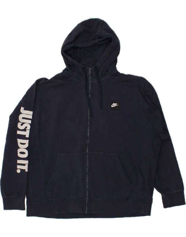 NIKE Mens Graphic Zip Hoodie Sweater 2XL Navy Blue Cotton Fleece Sweater Nylon Polyester NIKE Mens Graphic Zip Hoodie Sweater 2XL Navy Blue Cotton Fleece Sweater Nylon Polyester