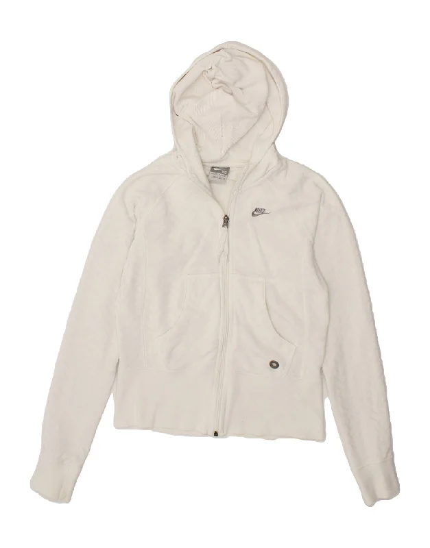 NIKE Womens Zip Hoodie Sweater US 0/2 XS White Cotton Fleece Fabric Down Fabric Feather Fabric NIKE Womens Zip Hoodie Sweater US 0/2 XS White Cotton Fleece Fabric Down Fabric Feather Fabric
