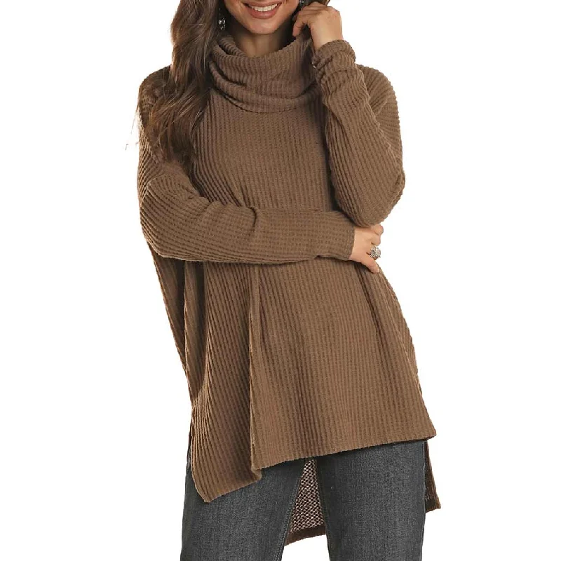 Panhandle Women's Cowl Neck Sweater Velvet Chenille Corduroy