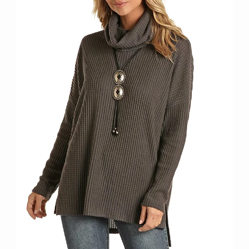 Panhandle Women's Waffle Knit Cowl Neck Sweater Nylon Fabric Polyester Fabric Spandex Fabric Panhandle Women's Waffle Knit Cowl Neck Sweater Nylon Fabric Polyester Fabric Spandex Fabric