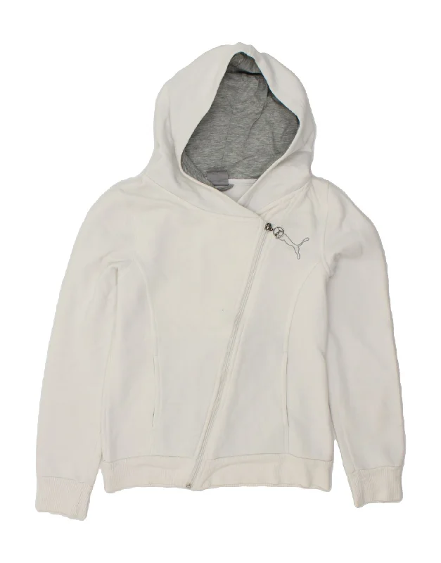 PUMA Womens Zip Hoodie Sweater UK 10 Small White Cotton Turtle Neck Boat Neck Asymmetrical Neck PUMA Womens Zip Hoodie Sweater UK 10 Small White Cotton Turtle Neck Boat Neck Asymmetrical Neck