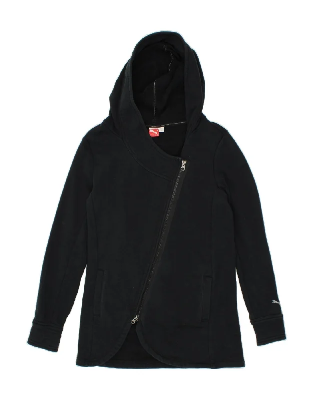 PUMA Womens Zip Hoodie Sweater UK 12 Medium Black Cotton Cable Knit Ribbed Knit Lace Knit PUMA Womens Zip Hoodie Sweater UK 12 Medium Black Cotton Cable Knit Ribbed Knit Lace Knit