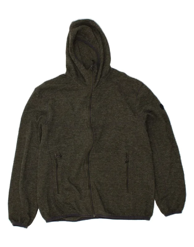 REGATTA Mens Zip Hoodie Sweater XL Khaki Polyester Glossy Satin Silk