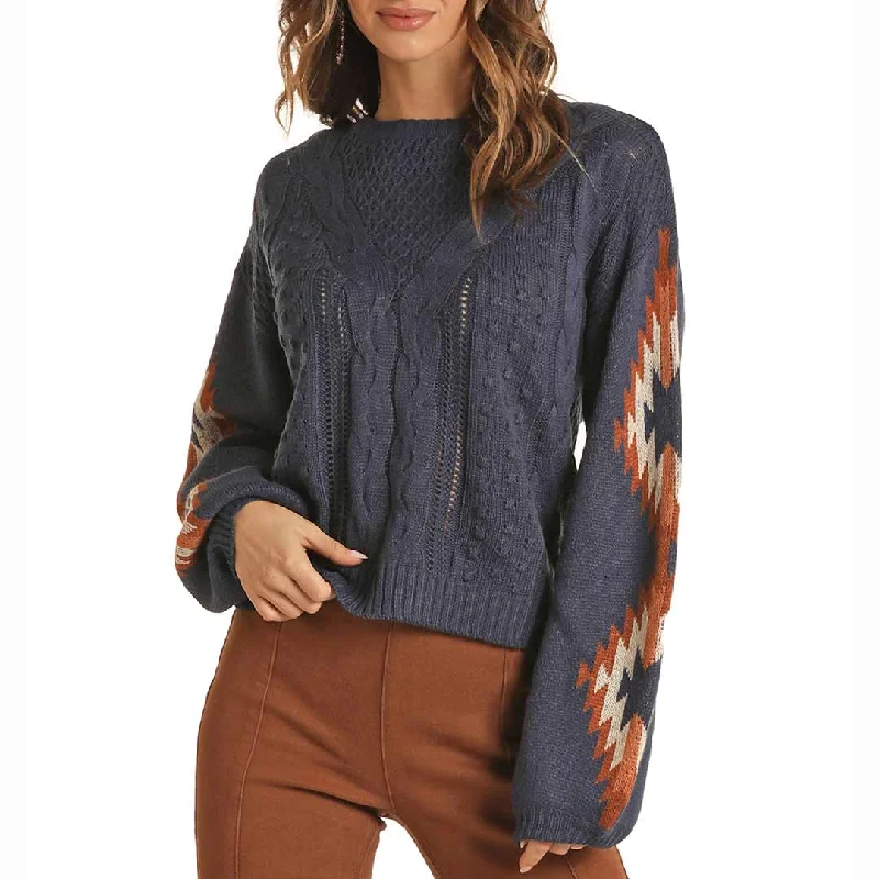 Rock & Roll Cowgirl Women's Aztec Sleeve Knit Sweater Wool Fabric Cashmere Fabric Tweed Fabric Rock & Roll Cowgirl Women's Aztec Sleeve Knit Sweater Wool Fabric Cashmere Fabric Tweed Fabric