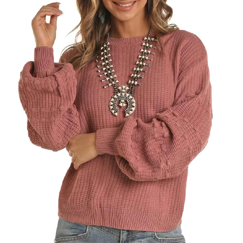 Rock & Roll Cowgirl Women's Dot Sleeve Sweater Welt Pockets Slit Pockets Flap Pockets Rock & Roll Cowgirl Women's Dot Sleeve Sweater Welt Pockets Slit Pockets Flap Pockets