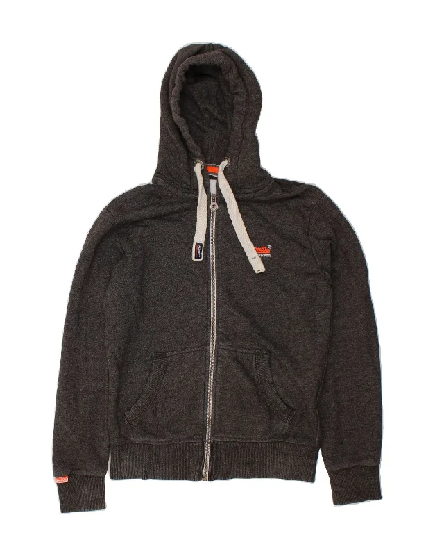 SUPERDRY Mens Zip Hoodie Sweater Medium Grey Bright Pastel Dark