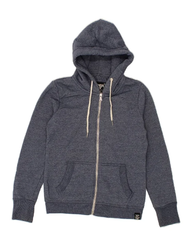 SUPERDRY Womens Zip Hoodie Sweater UK 14 Medium Navy Blue Flecked Cotton Turtle Neck Boat Neck Asymmetrical Neck SUPERDRY Womens Zip Hoodie Sweater UK 14 Medium Navy Blue Flecked Cotton Turtle Neck Boat Neck Asymmetrical Neck