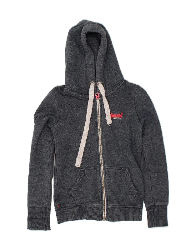 SUPERDRY Womens Zip Hoodie Sweater UK 6 XS Navy Blue Cotton Chenille Blend Fleece Blend Nylon Blend SUPERDRY Womens Zip Hoodie Sweater UK 6 XS Navy Blue Cotton Chenille Blend Fleece Blend Nylon Blend
