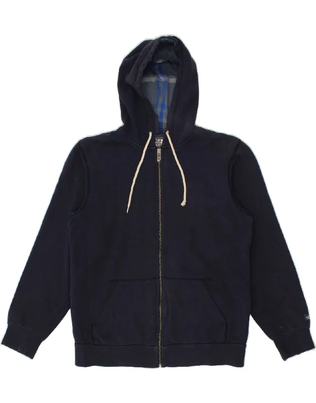 THE NORTH FACE Mens Zip Hoodie Sweater Medium Navy Blue Cotton Cable Knit Ribbed Knit Lace Knit