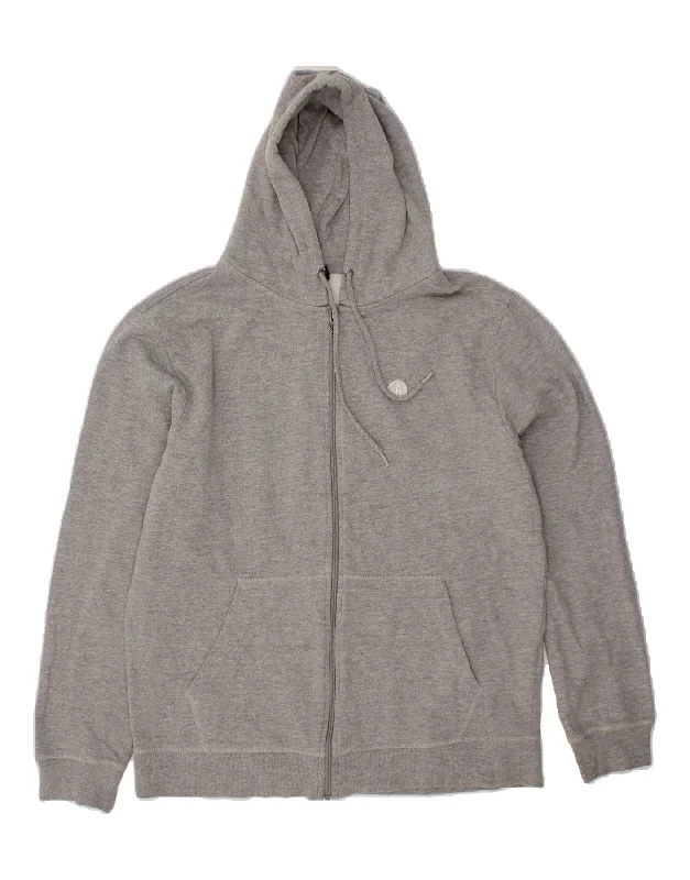 VOLCOM Mens Zip Hoodie Sweater Large Grey Cotton Bright Pastel Dark