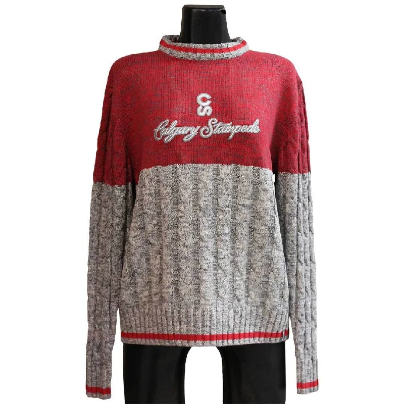 Work Sock Cable Knit Calgary Stampede Sweater Print Jacquard Patchwork