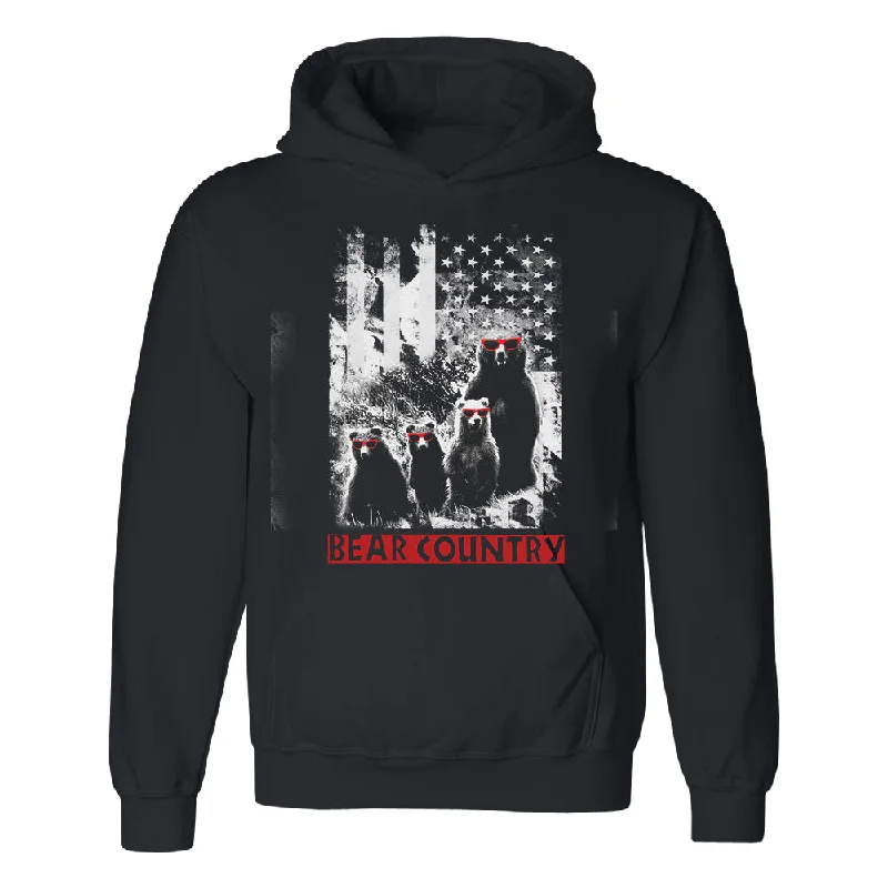 Zexpa Apparel™ American Flag Bear Freedom Country Unisex Hoodie 4th of July Sweater High Neck Crew Neck V-Neck