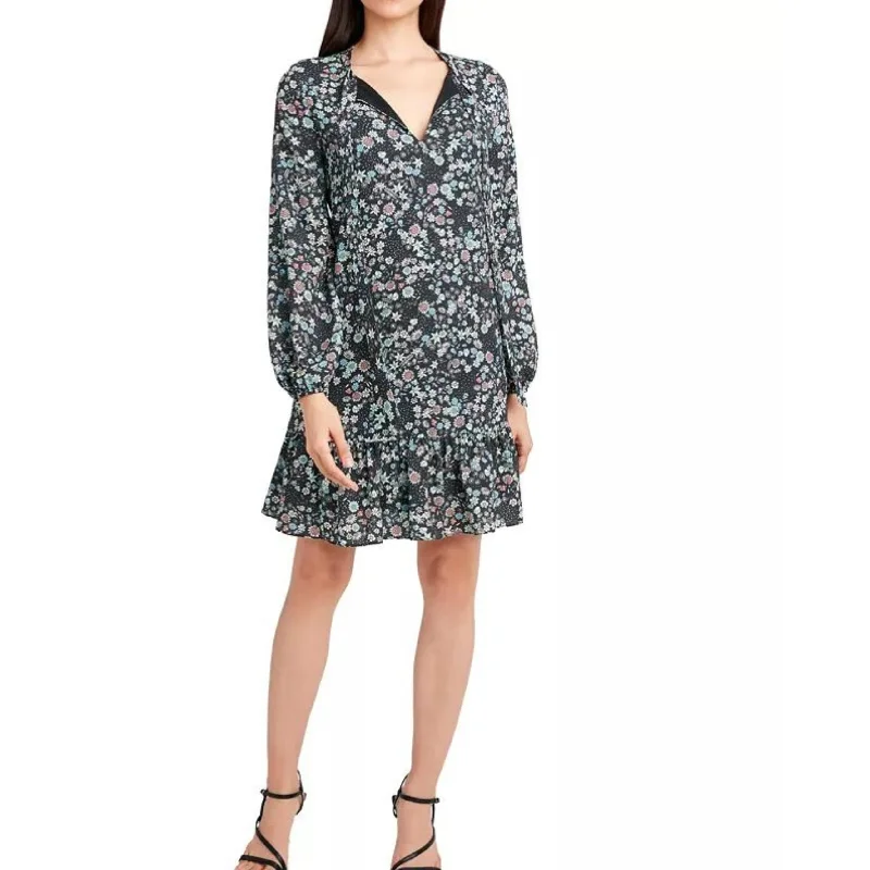 ORIGINAL - Woven Ruffle Hem Dress in Midnight Floral Tunics Luxurious high-end