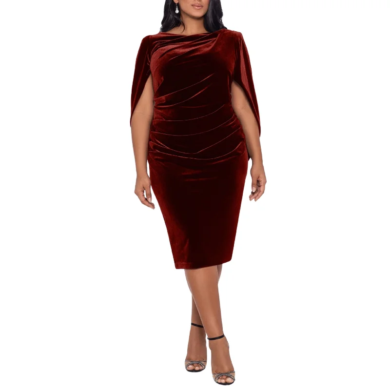 BETSY & ADAM - Velvet Cape Back MIDI Dress Tunics Distressed trendy