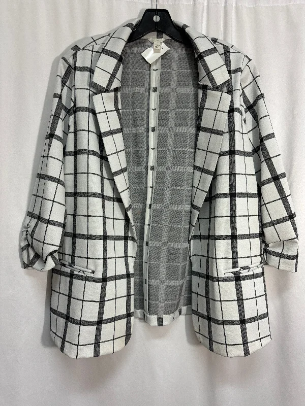 Blazer By Cato In Black & White, Size: 1x Women's Long Blazer