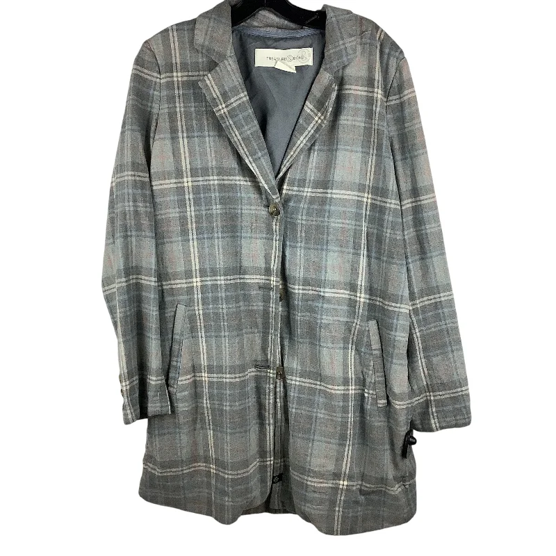 Blazer By Treasure And Bond In Plaid Pattern, Size: M Women's Unique Blazer
