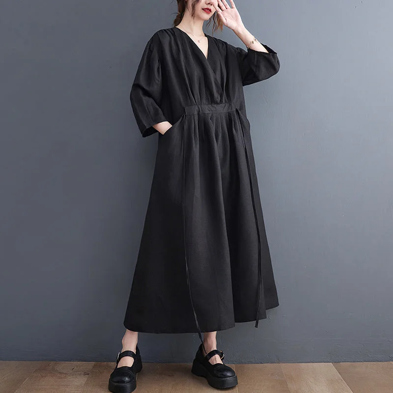 Casual High Waist Summer Long Dresses Tunics Satin smooth
