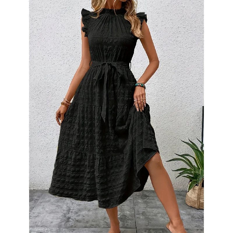 Causal Summer Vacation Long Dresses Tunics Formal black