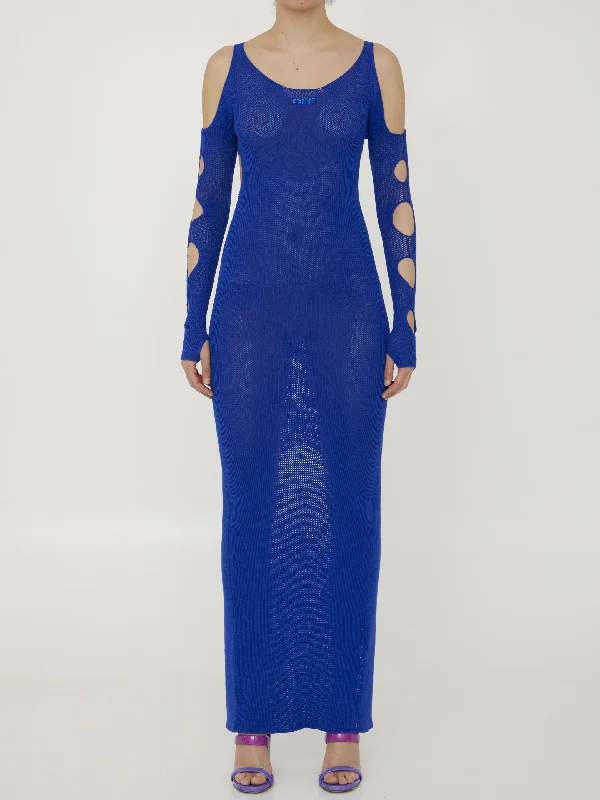 Cut-out Net Long Dress Tunics Luxurious high-end