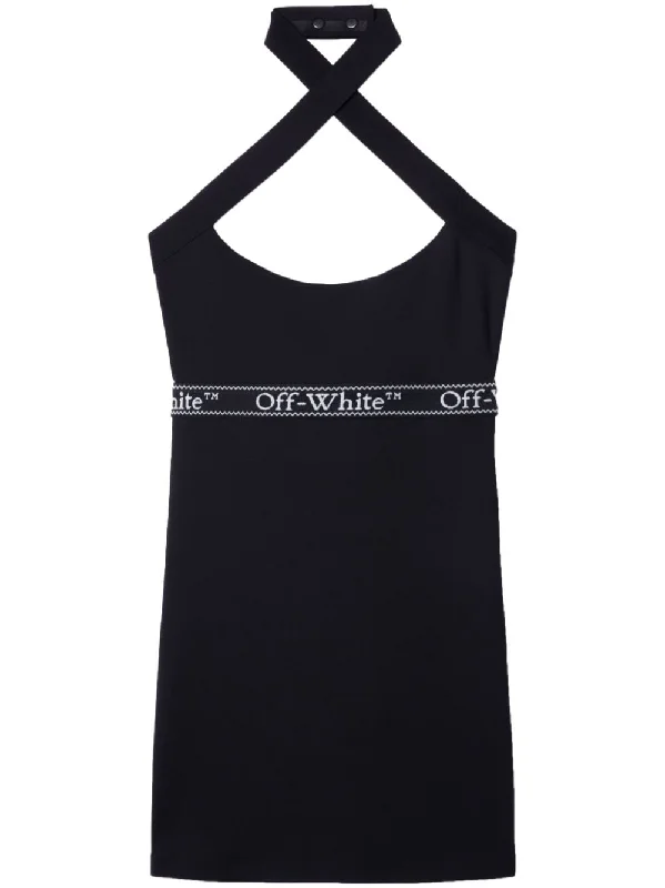 logo-waistband criss-cross straps minidress Tunics Spring floral