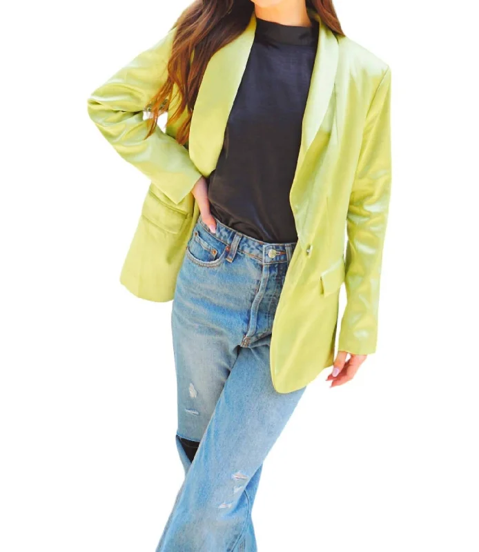 Electric Blazer In Lime Green Women's Lightweight Blazer