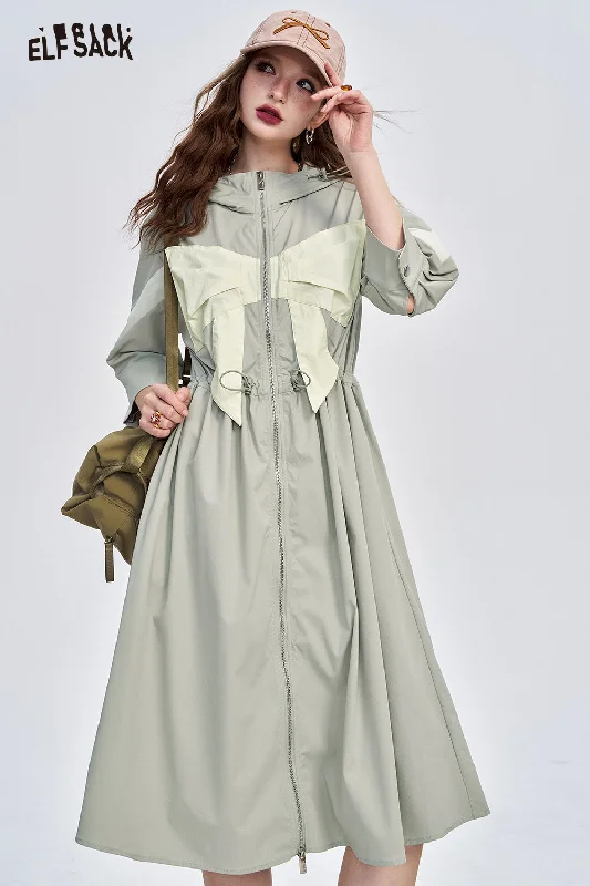 ELFSACK 2024 Autumn New Arrive Army Green Workwear Style Bowknot Print Waisted A-Line Dress Slimming Dress for Women Tunics Hiking breathable ELFSACK 2024 Autumn New Arrive Army Green Workwear Style Bowknot Print Waisted A-Line Dress Slimming Dress for Women Tunics Hiking breathable