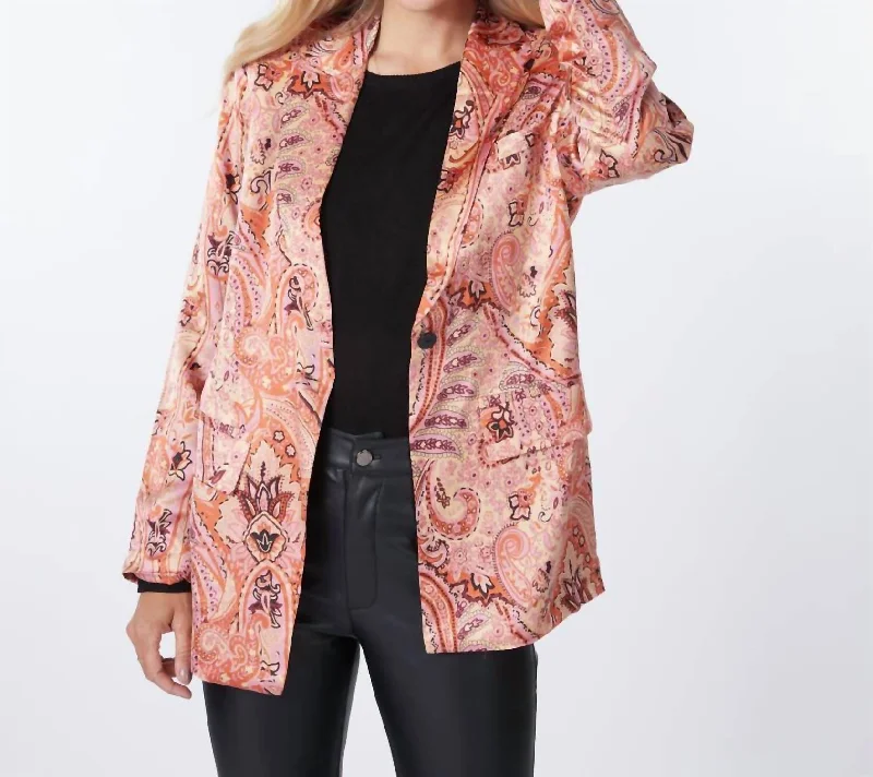 Expression Print Blazer In Multicolor/paisley Print Women's Custom Jacket