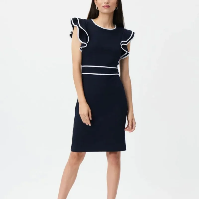 Joseph Ribkoff Midnight Blue Ruffled Sleeve Sheath Dress Tunics Luxurious high-end
