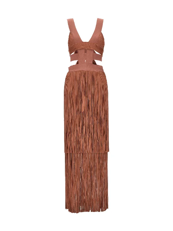 Low Waist Banded Fringe Dress Tunics Office stylish