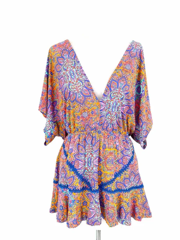 Luli Fama Candela Women's Orange/Pink Drop Waist Nylon Abstract Size S Dress Tunics Hiking breathable Luli Fama Candela Women's Orange/Pink Drop Waist Nylon Abstract Size S Dress Tunics Hiking breathable