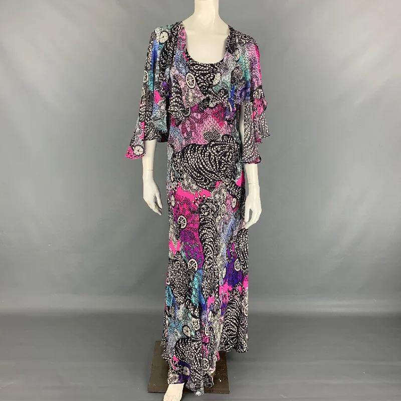 MATTHEW WILLIAMSON Size 8 Multi-Color Silk Abstract Capelet Dress Tunics Sophisticated sleek MATTHEW WILLIAMSON Size 8 Multi-Color Silk Abstract Capelet Dress Tunics Sophisticated sleek