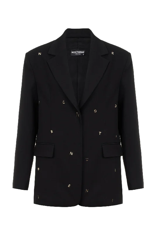 Metallic Letter Detail Blazer Women's Fashion Blazer