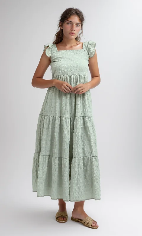 O199073 Sleeveless Ruffle Long Dress - Mintgreen Tunics Evening elegant
