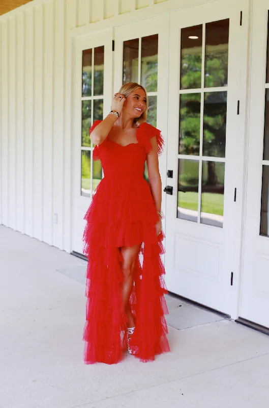 Past Midnight Dress - Red A-Line Day Work