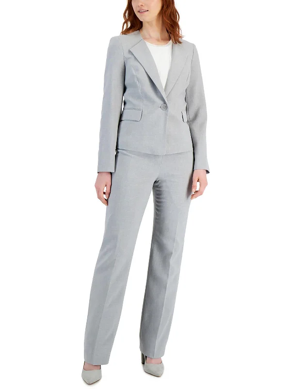 Petites Womens Woven Textured One-Button Blazer Women's Designer Suit