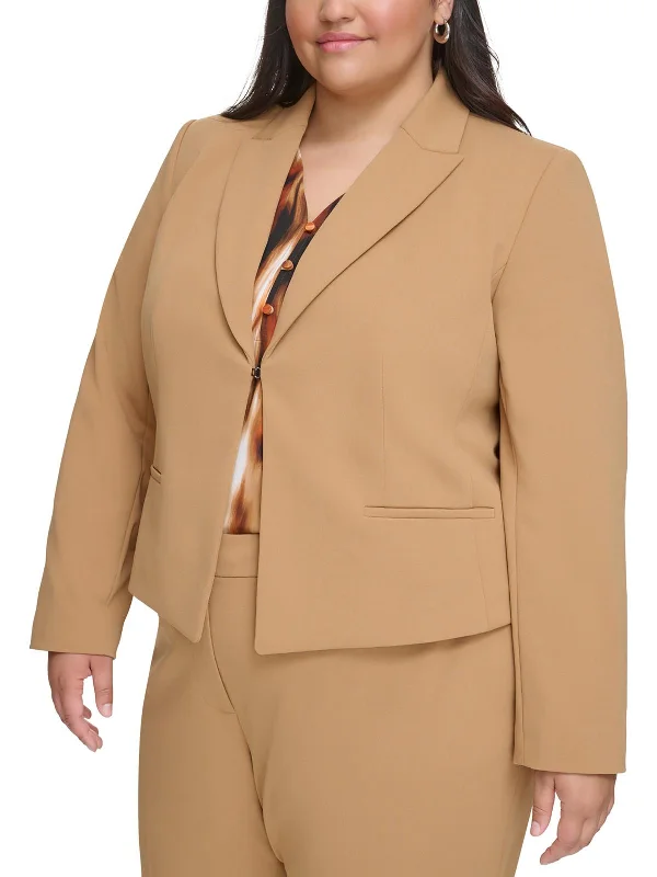 Plus   Womens Crepe Open-Front Blazer Slimming Women's Blazer