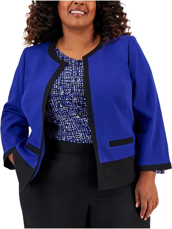 Plus Womens Lined Business Open-Front Blazer Summer Women's Jacket