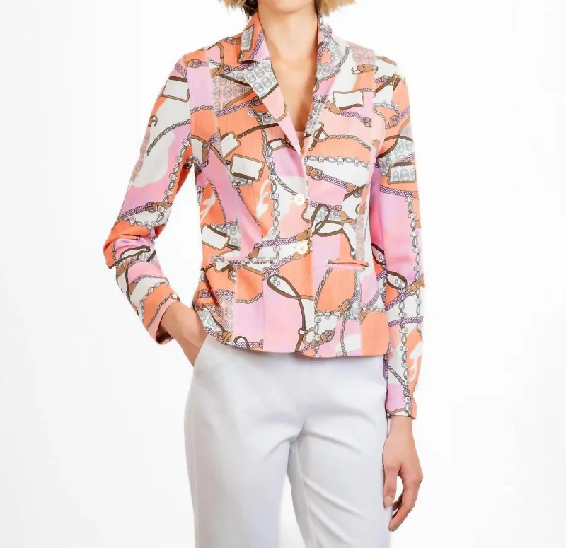 Printed Knit Pique Blazer In Cantaloupe Women's Luxurious Jacket