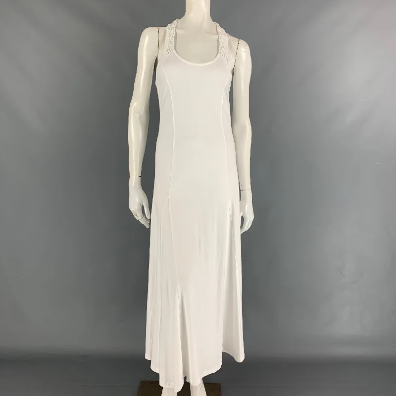 RALPH LAUREN Black Label Size M White Cotton Crochet Racerback Long Dress Tunics Ceremony elegant RALPH LAUREN Black Label Size M White Cotton Crochet Racerback Long Dress Tunics Ceremony elegant