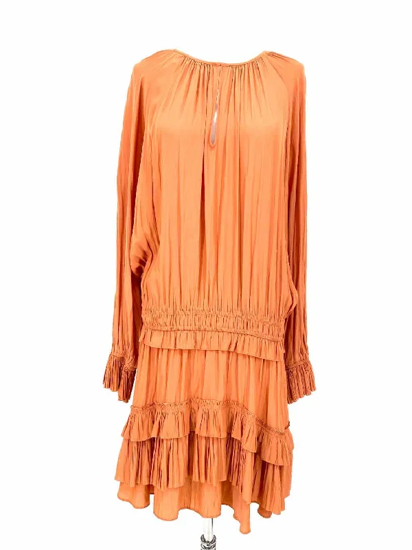 RAMY BROOK Women's Orange Drop Waist Ruffled Size M Dress Tunics Chic fashionable