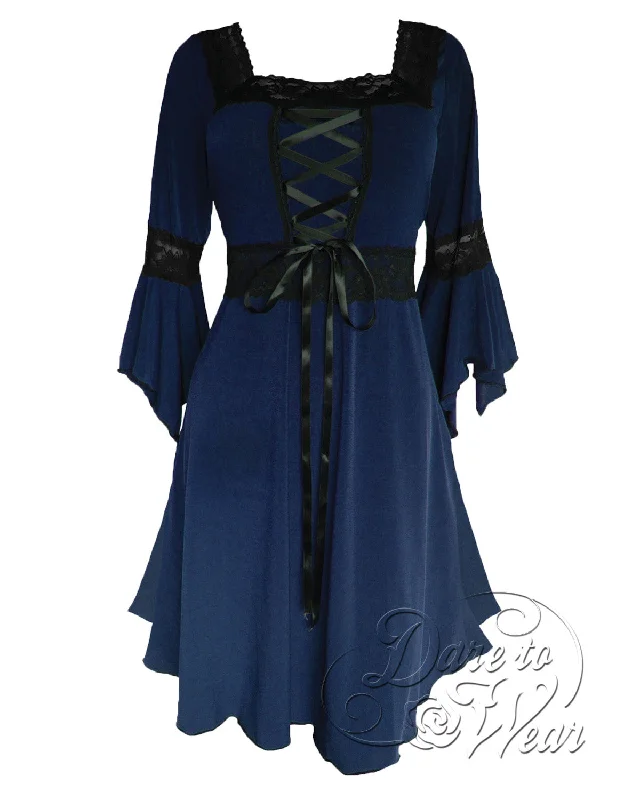 Renaissance Dress in Midnight Boat Neckline Classic