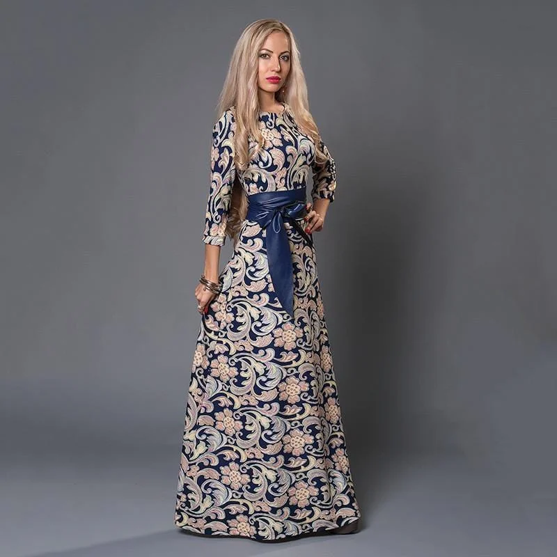 Women Long Dress - Print Dresses Long Floor Tunics Corduroy durable
