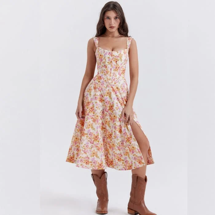 Slimming Waist Controlled Pink Floral Dress Tunics Trendy modern
