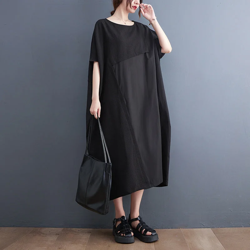 Summer Black Shirts Long Dresses Tunics Silk luxurious