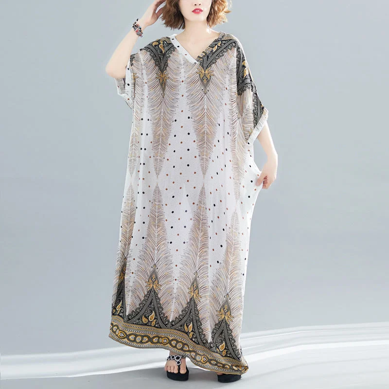 Vintage Summer Long Dresses Tunics Mesh breathable