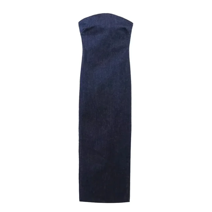 Women Summer Denim Female Long Dress Maxi Flowy Bohemian